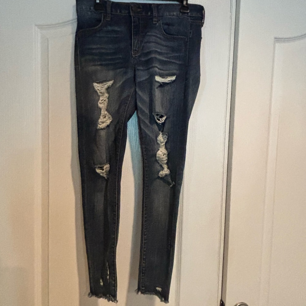 Distressed Dark Blue Women Jeans